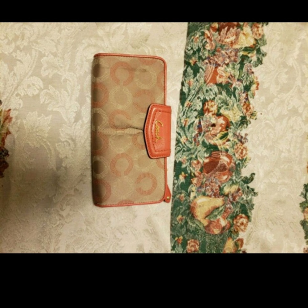 Coach orange bag and wallet